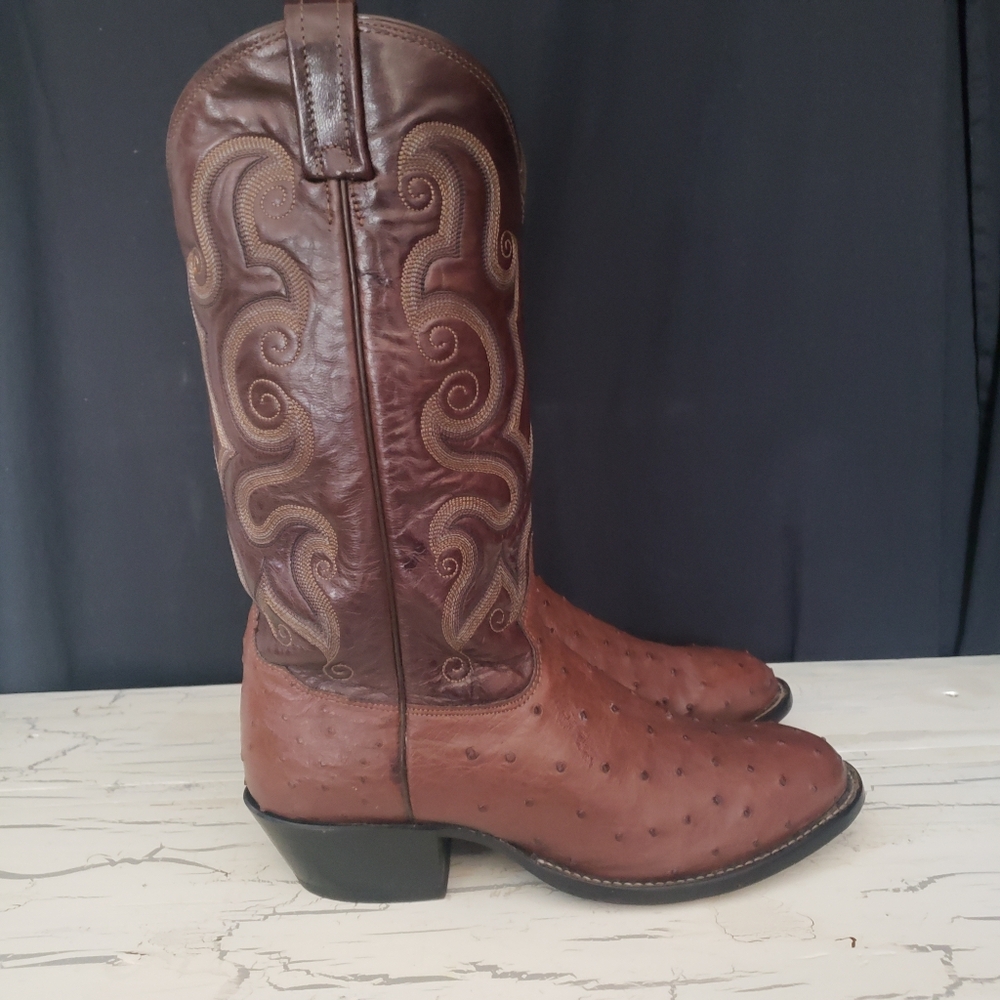 Tony Lama Full Quill Ostrich Cowboy Boots - Men's size 10 D